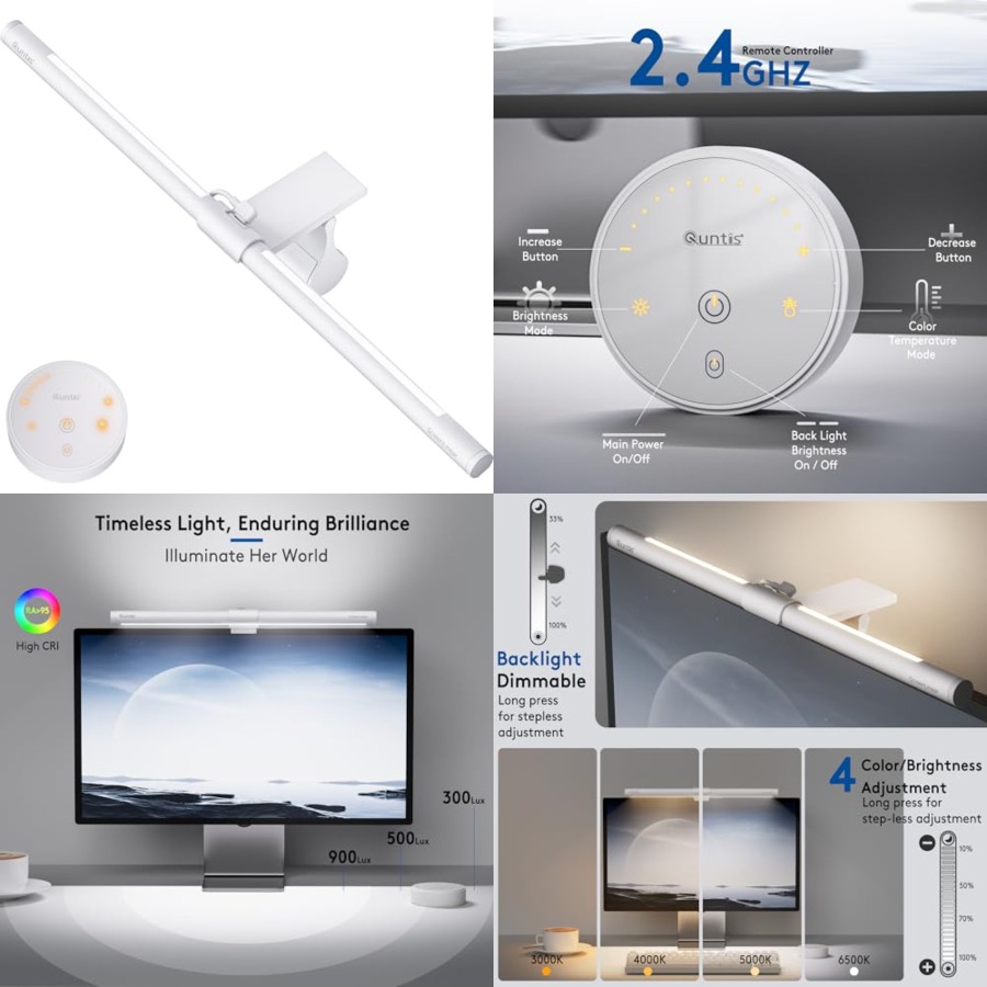 Desk Setup No Monitor - Monitor-Lichtleiste mit Fernbedienung, Augenschonend Ohne Blendung,