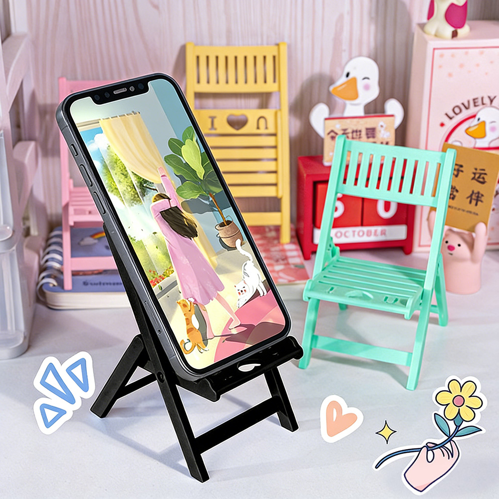 Desk Setup Options - Mini Klappbarer Stuhl-Handyhalter, Schreibtisch-Smartphone-Ständer, Rutschfester Neuartiger