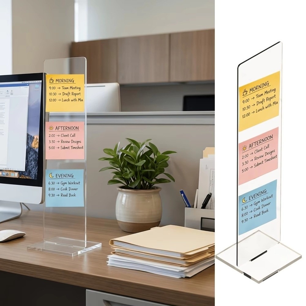 Sticky Memo Holder - Langlebige Acryl-Memo-Tafel, abnehmbarer vertikaler Haftnotizhalter, transparenter