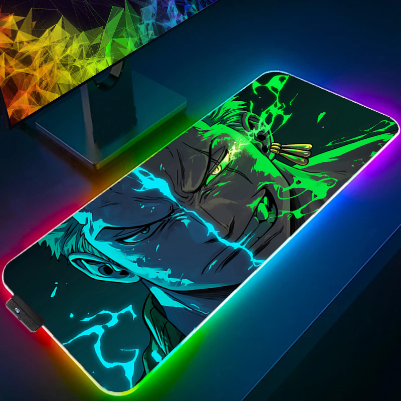 Desk Setup Rug - ONE PIECE Zoro Mauspad RGB Gaming