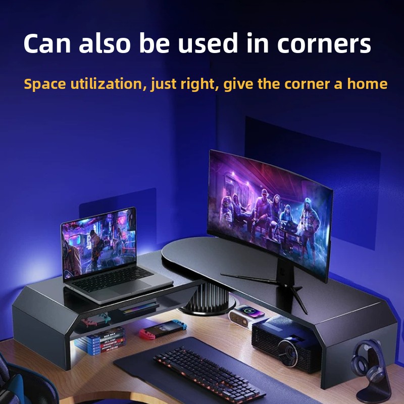 Desk Setup Dual Monitor - Gaming-Dual-Monitor-Ständer, Büro-Bildschirmhalterung, verstellbarer, drehbarer Desktop-Organizer für