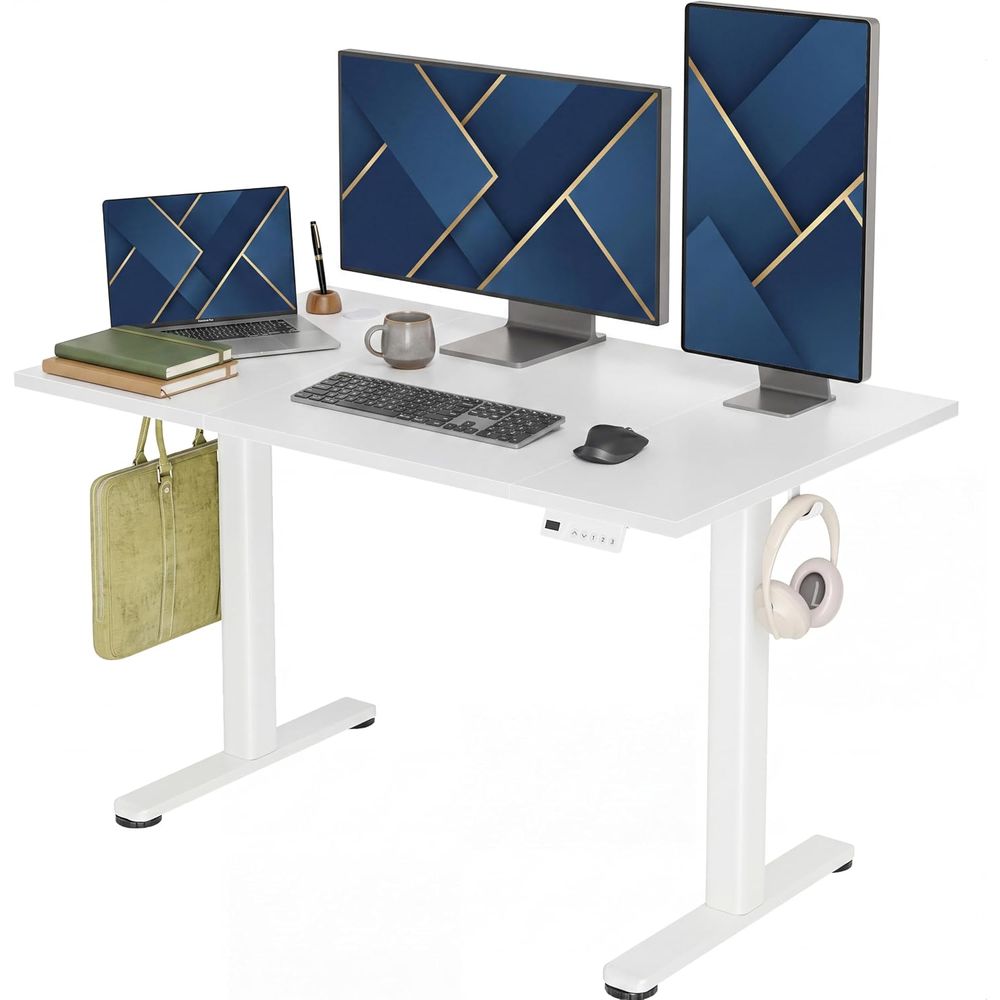 Desk Setup Dual Monitor - Motorisierter Höhenverstellbarer Schreibtisch 48x24 - Ergonomischer