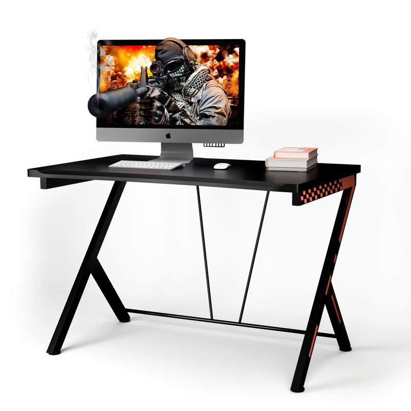 Desk Setup Small - Moderner ergonomischer Computertisch, MDF-Platte mit Metallrahmen,