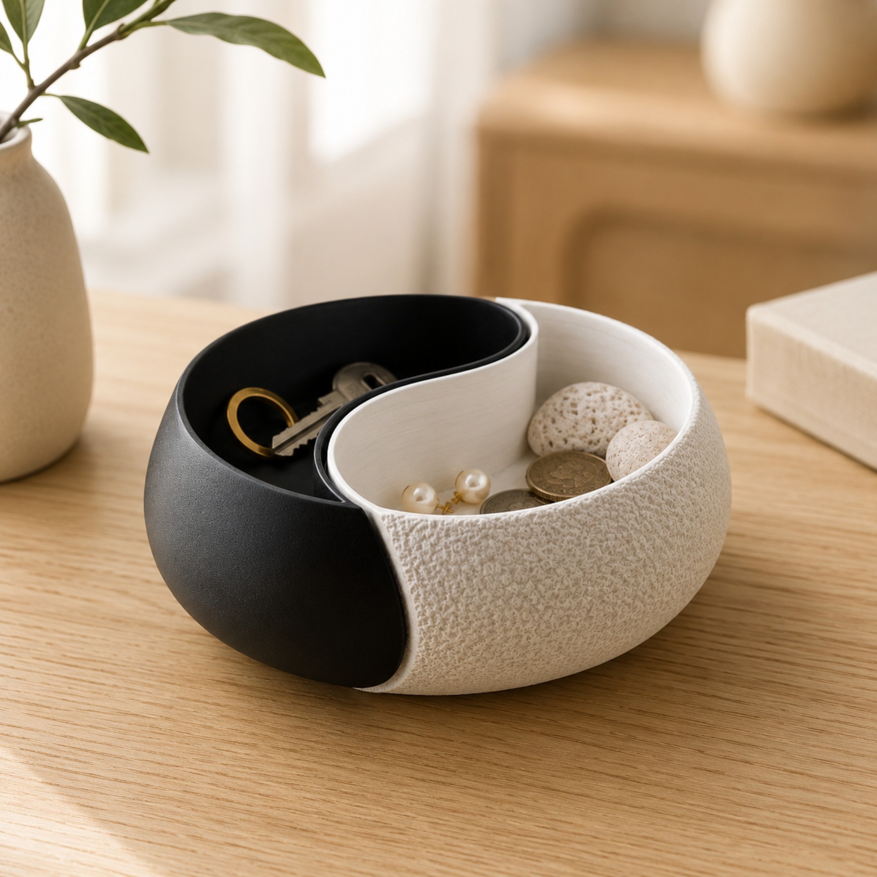 1-teilige Aufbewahrungsschale  – Desk Setup Black And White Bewertung und Preis