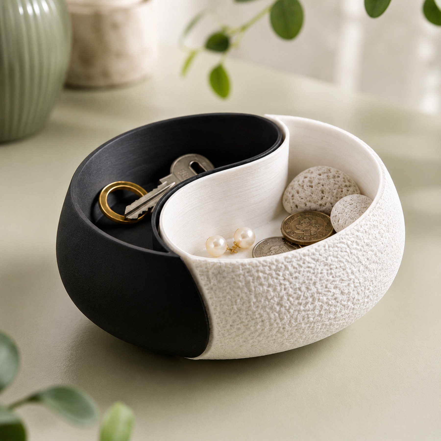1-teilige Aufbewahrungsschale  – Desk Setup Black And White Bewertung und Preis