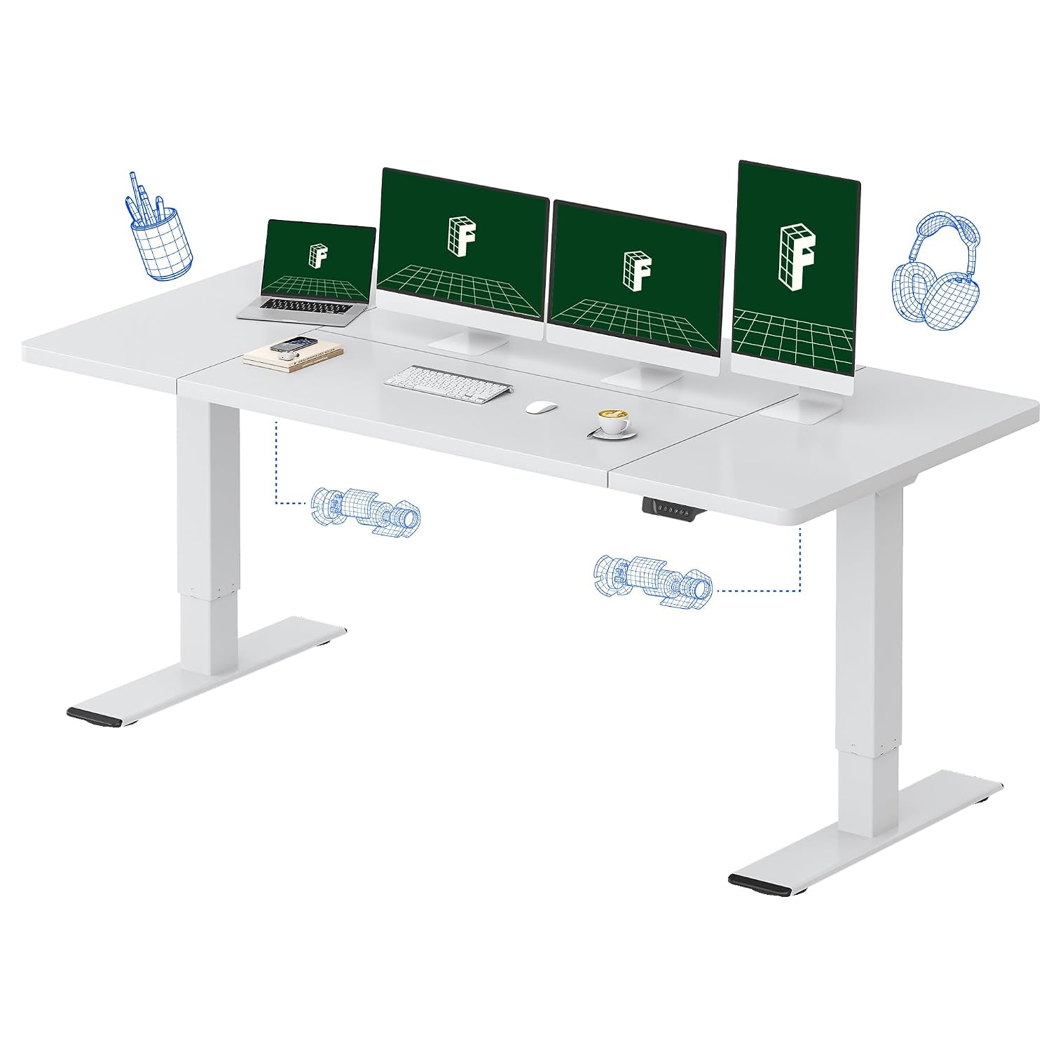 Großer elektrischer Stehschrei – Desk Setup Dual Monitor Bewertung und Preis