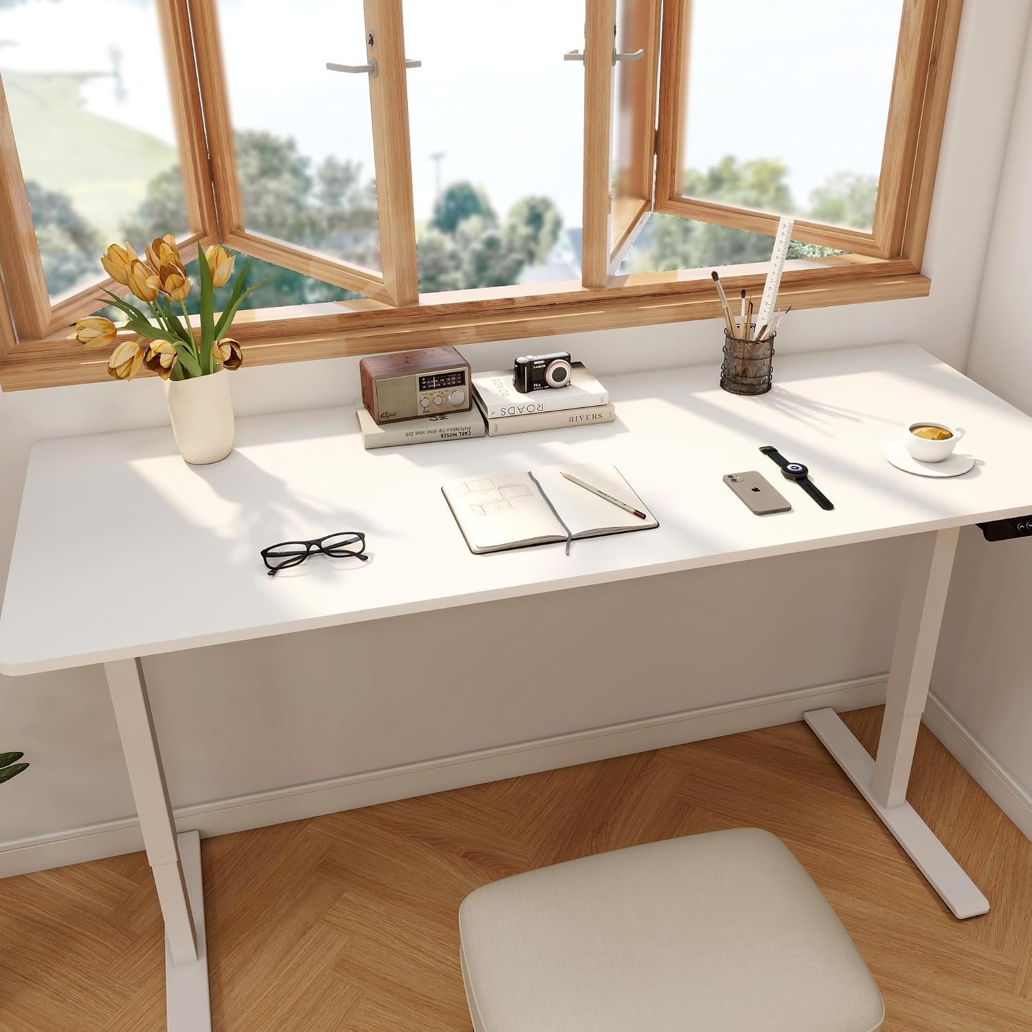 Großer elektrischer Stehschrei – Desk Setup Dual Monitor Bewertung und Preis
