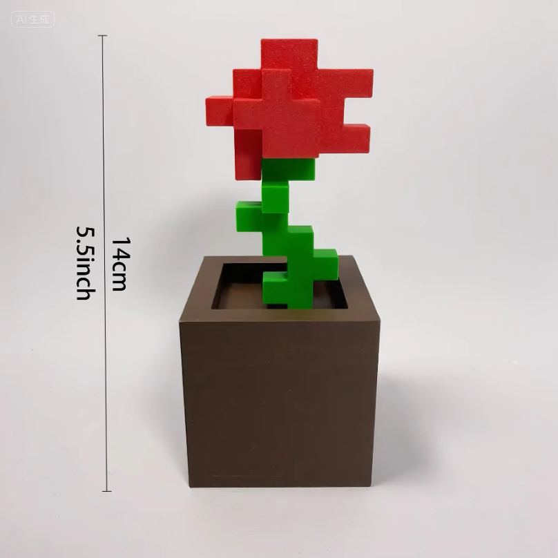 1 Stück Pixel-Rosenblumen-Orna – Desk Setup Plants Bewertung und Preis